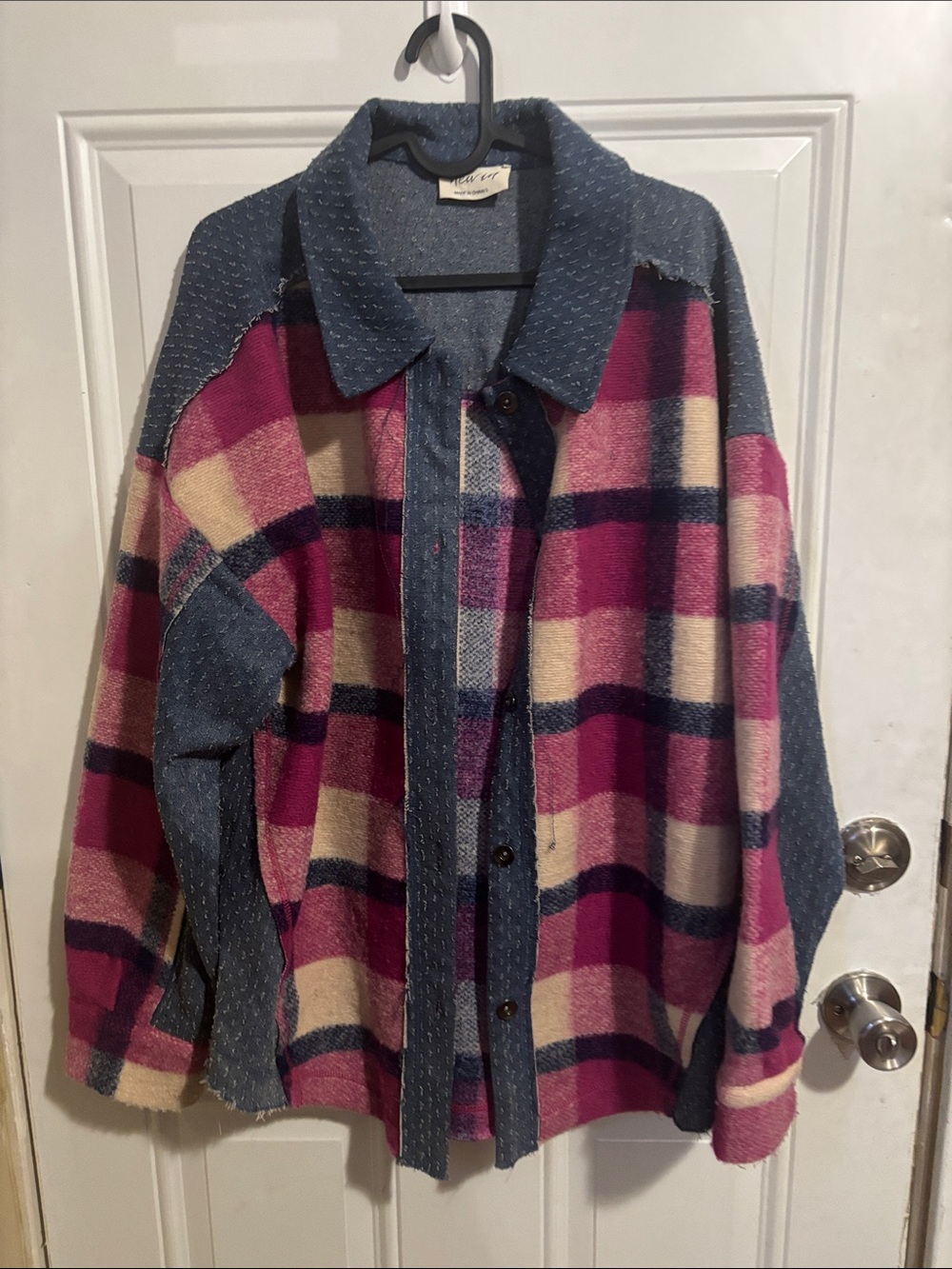 Plaid Shacket Jacket in Pink & Blue